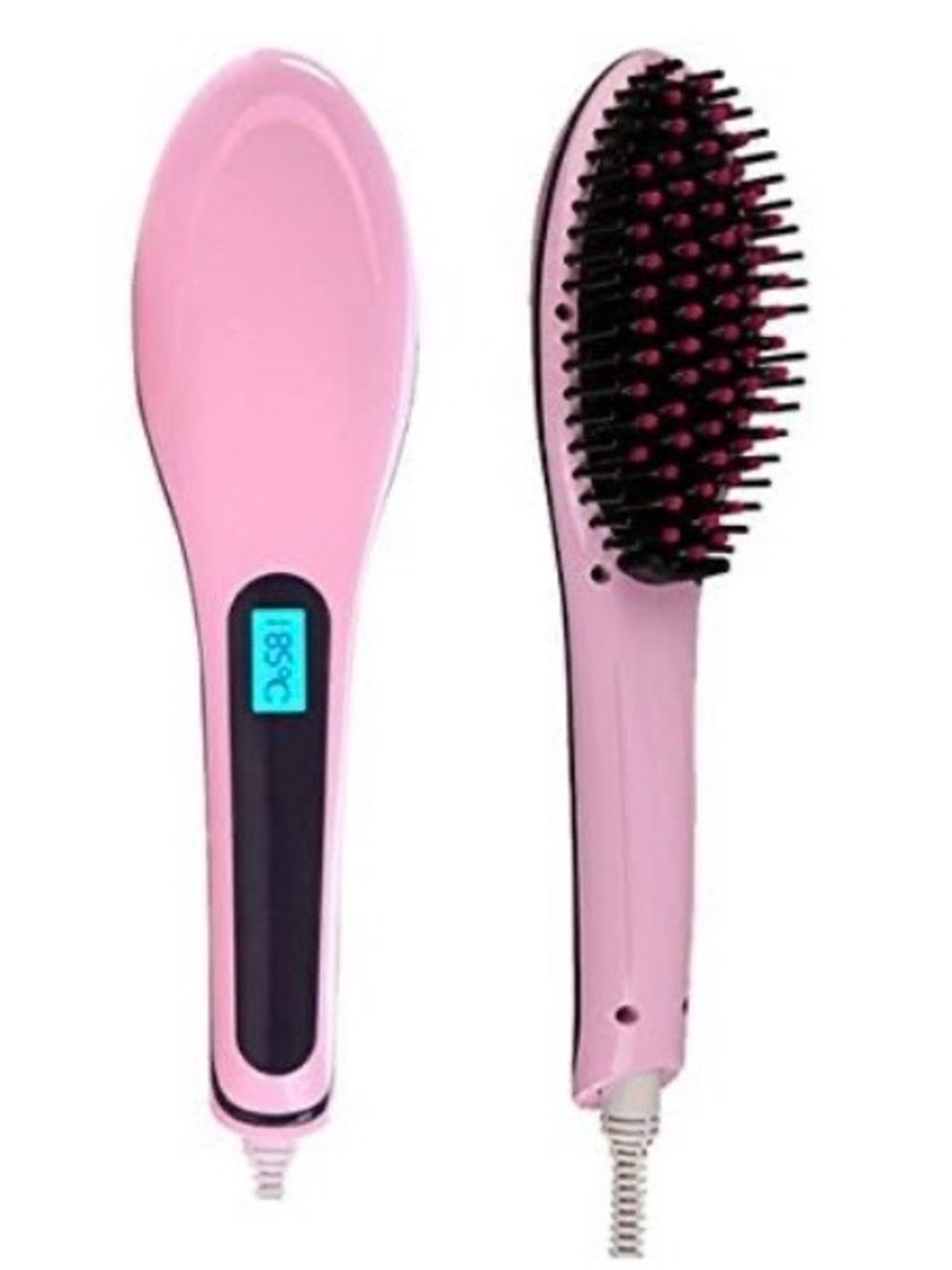 Pink Electric Hair Straightening Brush - Unbranded